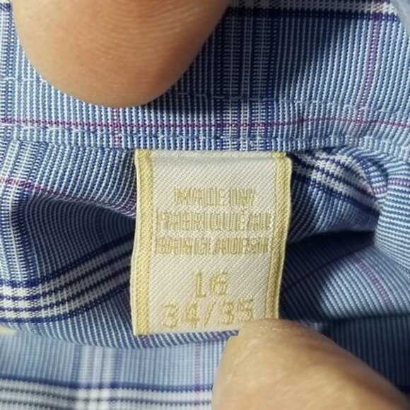 Michael Kors Men's  Dress Shirt Size 16" Neck Blue Check Button Down Slim Fit - Picture 2 of 4